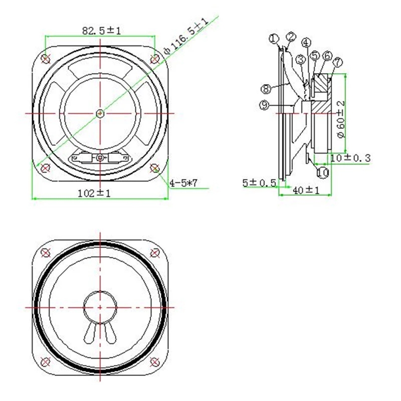 Unidad de altavoz de 4 pulgadas, 8 ohmios y 15 w