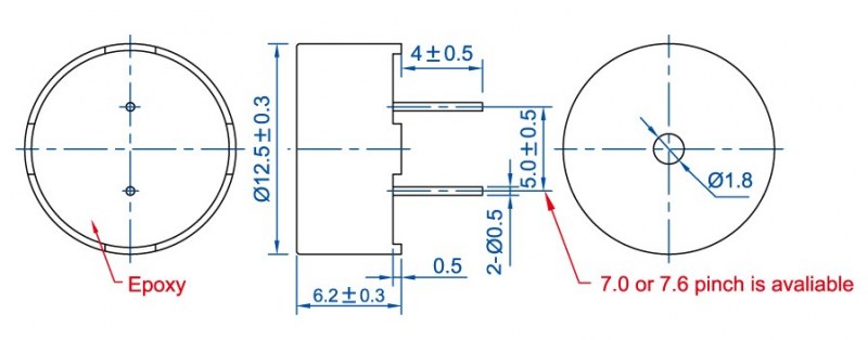13MM*6MM 3v 4 KHz micro piezoelectric transducer