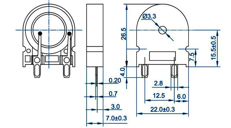 22mm*27mm*7mm 3V 5V 12V 75dB mini piezo transducer