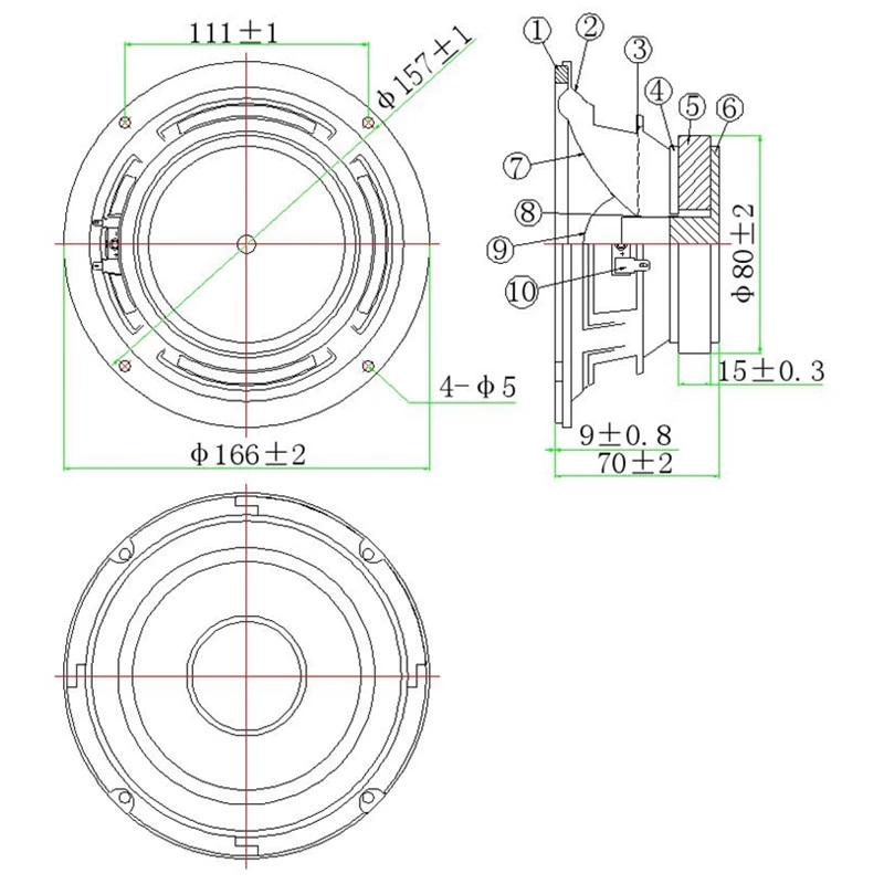 6.5 inch 8 ohm 50w midrange car speaker