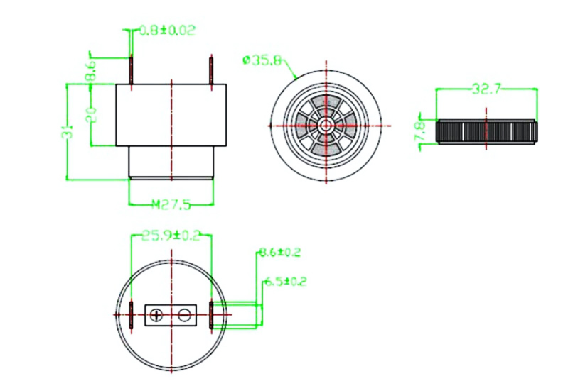 36MM*32MM 12V 24V dc 90dB piezo indicator