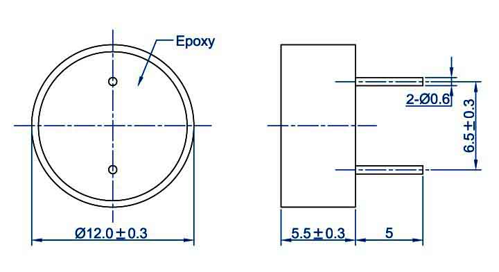 12MM*5.5MM 9 Volt piezo transducer