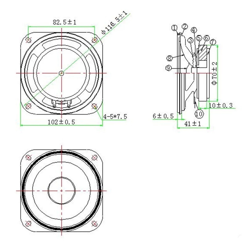 Altoparlante midrange da 4 pollici 4 ohm 25 watt