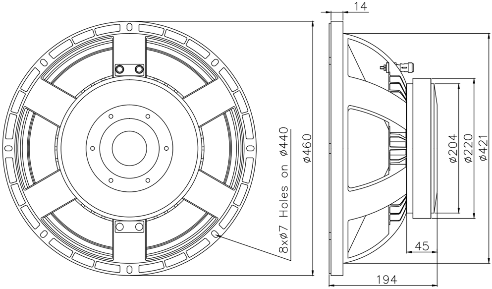 Diameter speaker 18 store inch