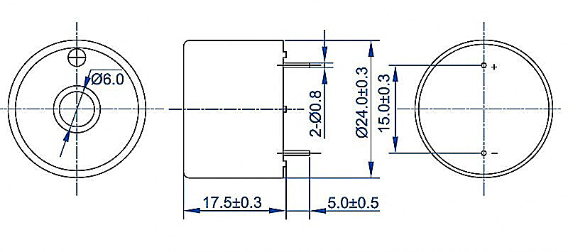 24mm*18mm DC 3V 5V 12V 95dB electronic piezo buzzer