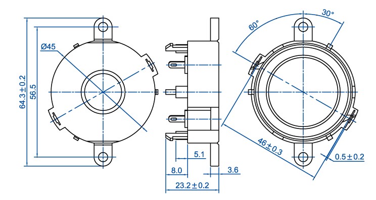 45mm*24mm 12V piezo transducer