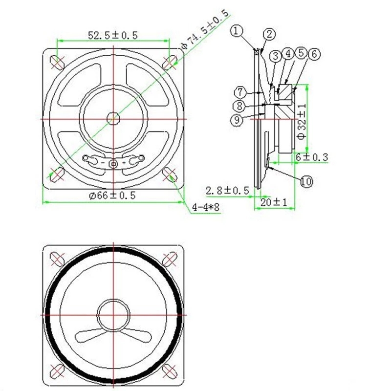 Haut-parleur 2,6 pouces 66 mm 8 ohms 2 W