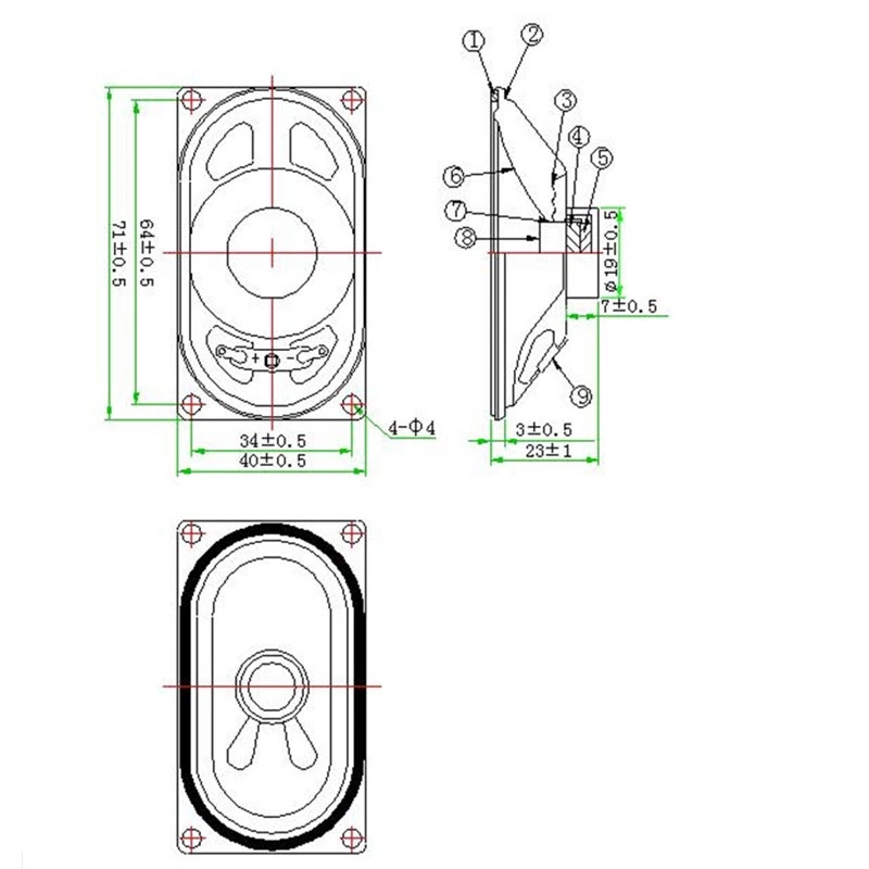 41x71mm rectangular TV speaker parts HC ELECTRONIC