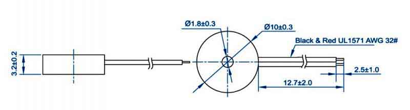 10MM*3.2MM 3V ac micro piezo transducer