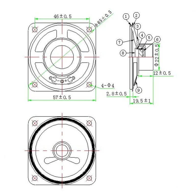 Altoparlante a cono di carta da 2,25 pollici 45ohm 1watt