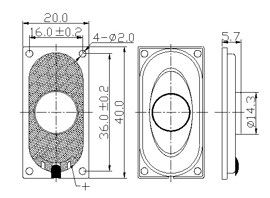 Unidad de controlador de mini altavoz 40x20mm 8ohm 2w