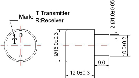 16mm 40khz piezoelectric ultrasonic sensor
