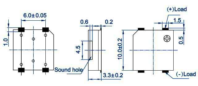 10*10*3.3mm 18 OHM 2830 HZ SMD transducer