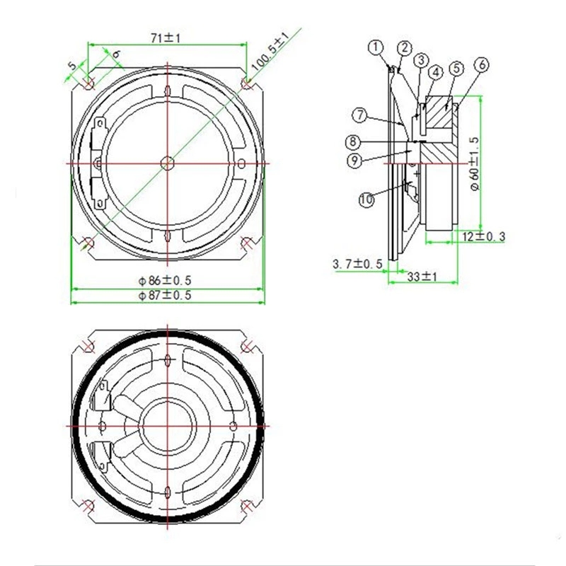 Haut-parleur &eacute;tanche de 3,5 pouces 8ohm 15w 87mm